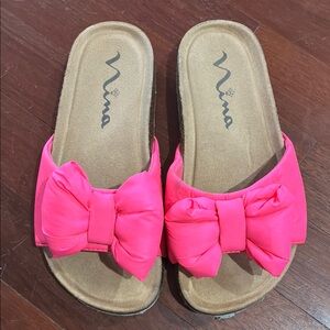 Nina Vibrant Pink Bow Slides